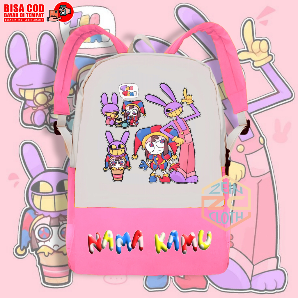 Tas Ransel Anak Jax Pomni Digital Circus / Tas Anak TK/PAUD Pomni Jax The Amazing Digital Circus