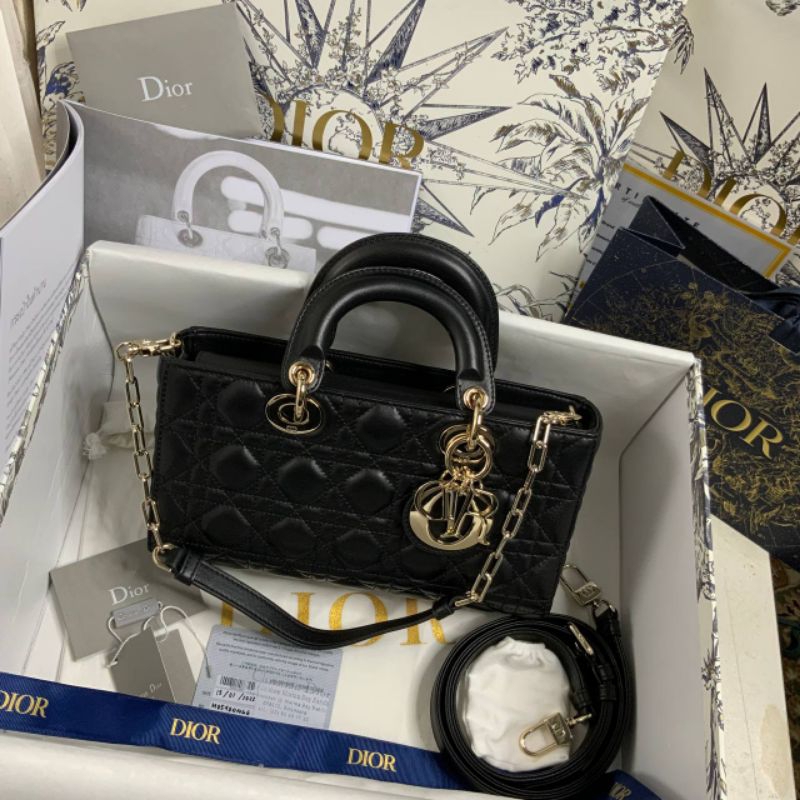 nego preloved rec 2023 christian dior small lady d-joy black bag authentic