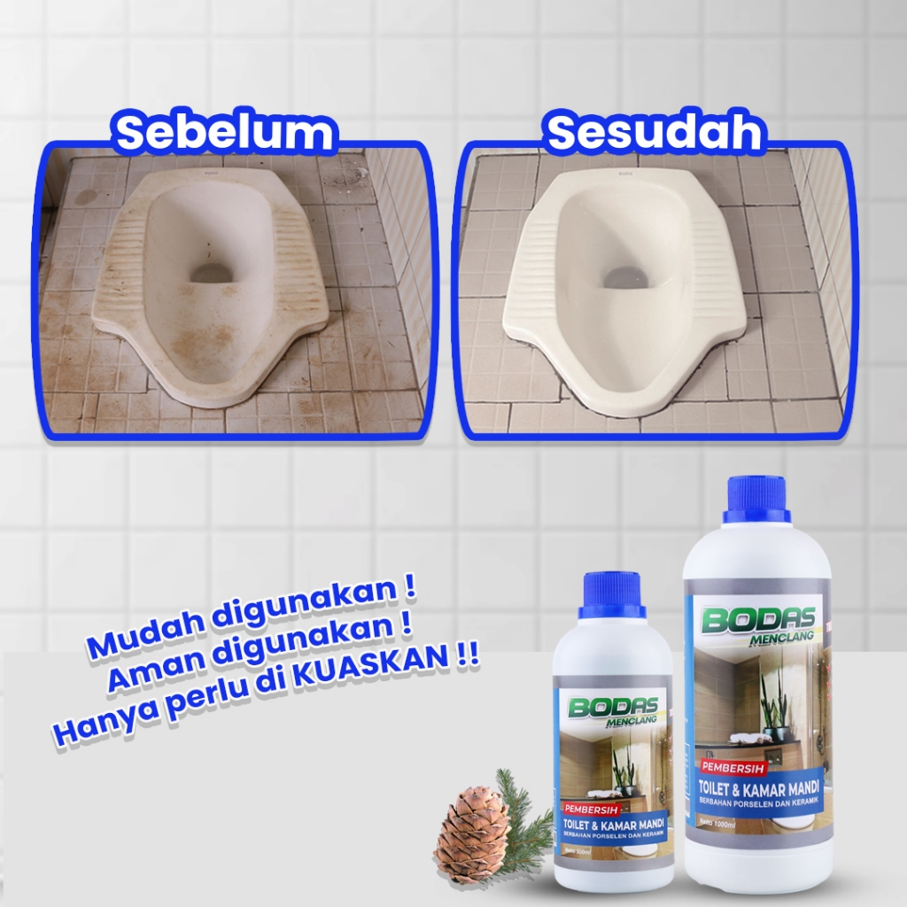 BODAS PEMBERSIH KERAK TOILET KAMAR MANDI CUKUP DIKUAS TIDAK PERLU DISIKAT EXTRA STRONG 1000ML