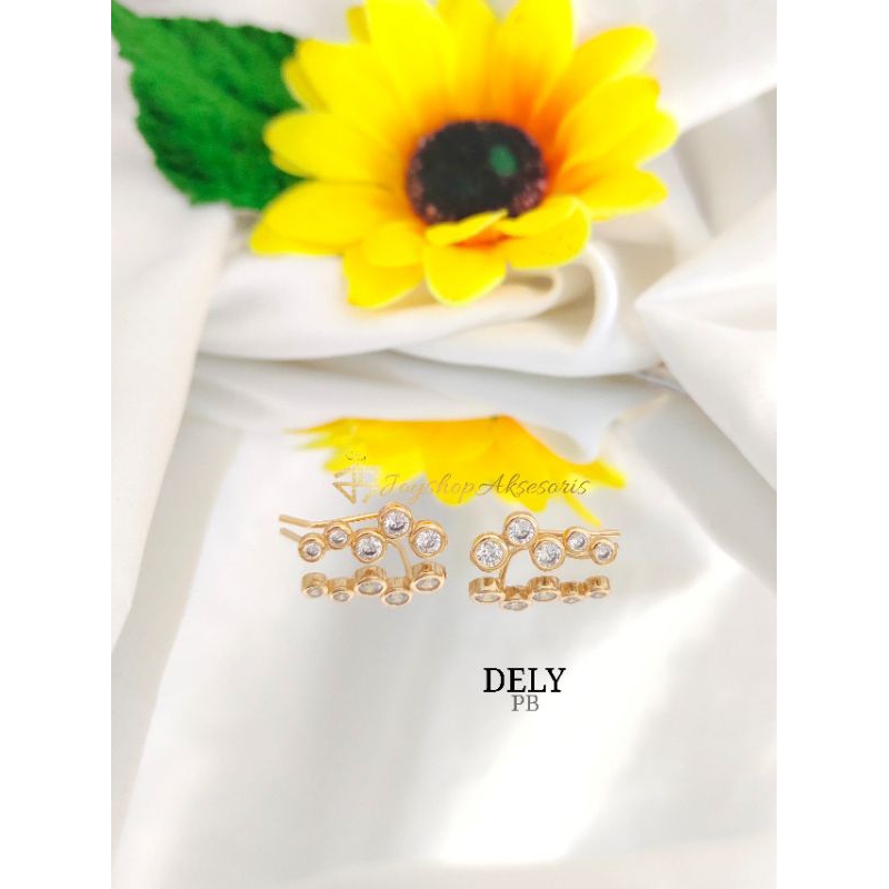 Joyshopaksesoris Anting Giwang Dely Model Permata Soliter Titanium Antikarat