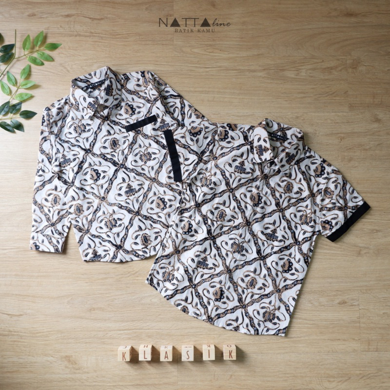 NATTALINE Kemeja Batik Anak Klasik Sidomukti Latar Putih