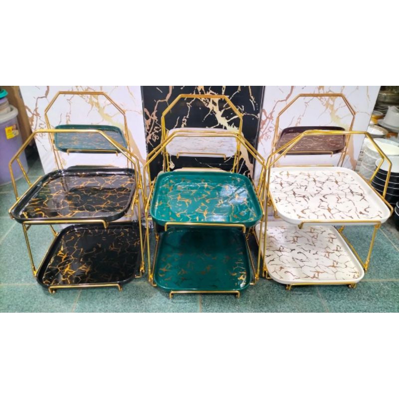 Standing kue keramik bertingkat marble putih MP/MH/MT 388 Fiorenza