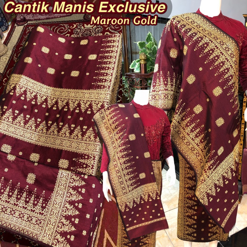 Songket Cantik Manis Exclusive Maroon Gold /songket tenun asli palembang /ilham songket palembang /s