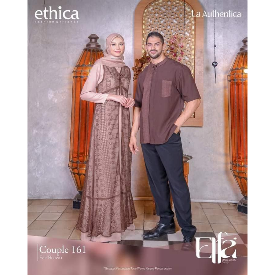 (COD) BAJU MUSLIM COUPLE ETHICA ELFA COUPLE 161 FAIR BROWN || KAGUMI 273 - KAHFI 246