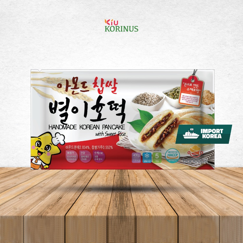 

K- Almond Byeori Hodduk Sweet Rice /Korean Pancake/Pancake Dengan Beras Ketan dan Kacang Almond 400g