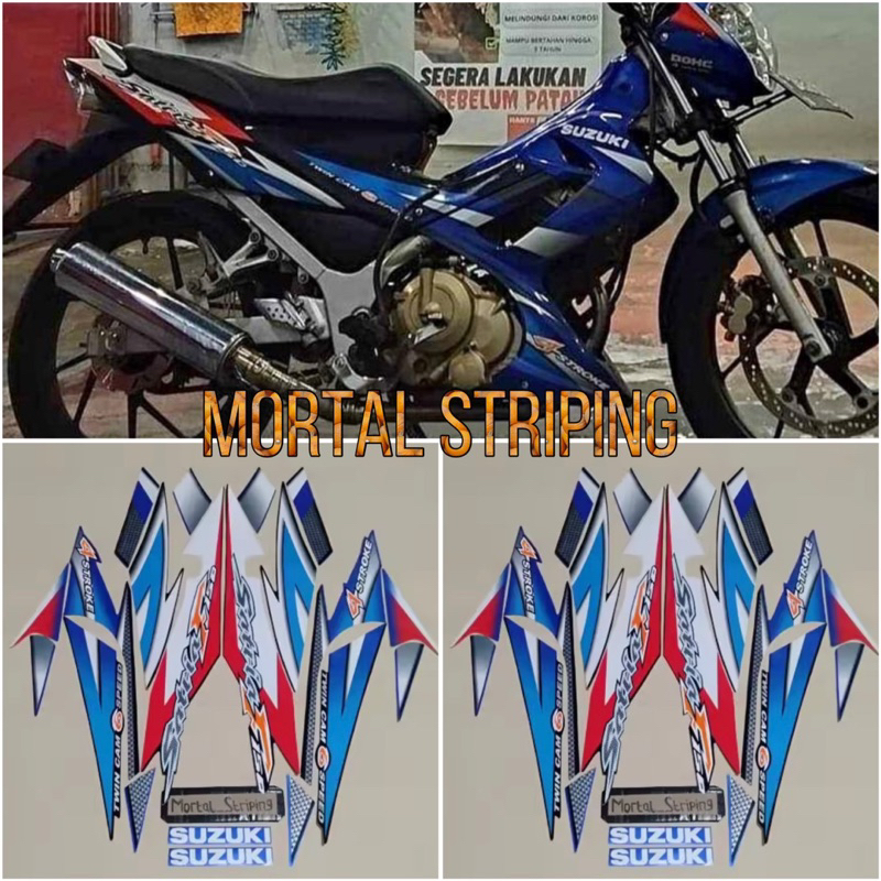 STIKER STRIPING LIS BODY SATRIA FU F150 THAILAND 2006 2007 CBU HITAM BIRU