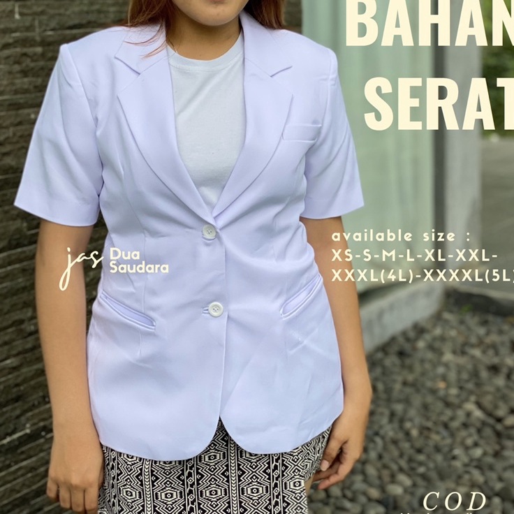 MEGA SALE SNELI WANITA TANGAN PENDEK BAHAN SERAT  JAS DOKTER WANITA LENGAN PENDEK DUA SAUDARA  JAS D