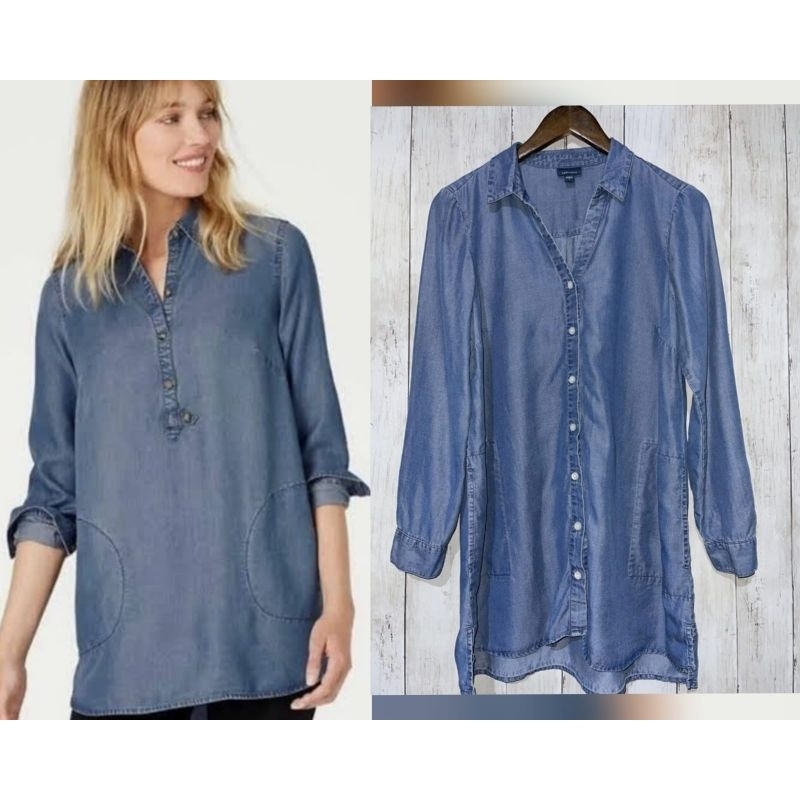 J JILL DENIM LONG SLEEVE TUNIC