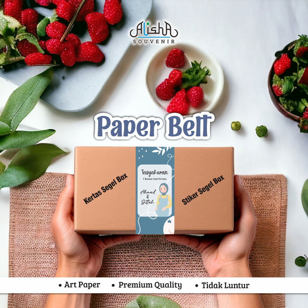 Paperbelt Syukuran Kehamilan Kelahiran Pengajian Rumah Baru | Stiker PaperBelt Box Hampers Souvenir 