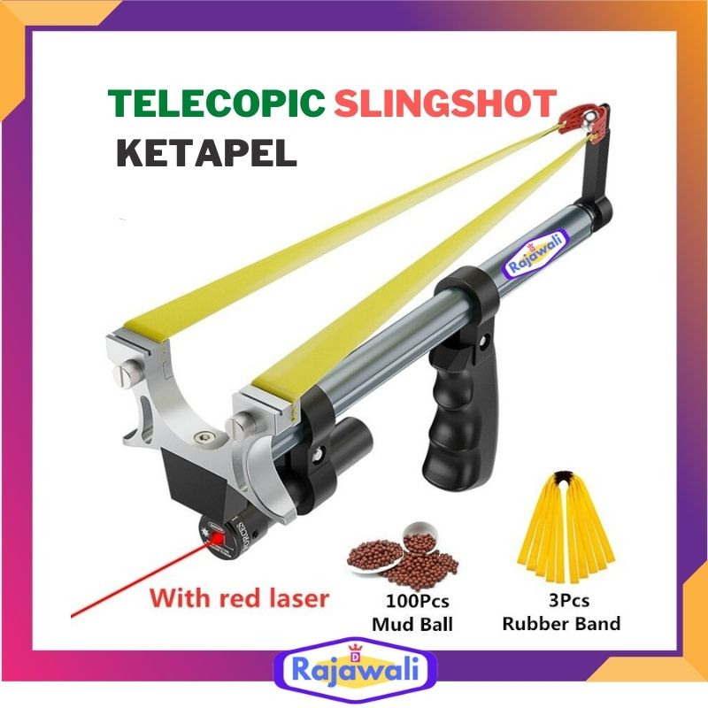 Ketapel Slingshot Laser Merah Batang Lurus Teleskopic Berburu Binatang Modern Survival Baja Alat Ola