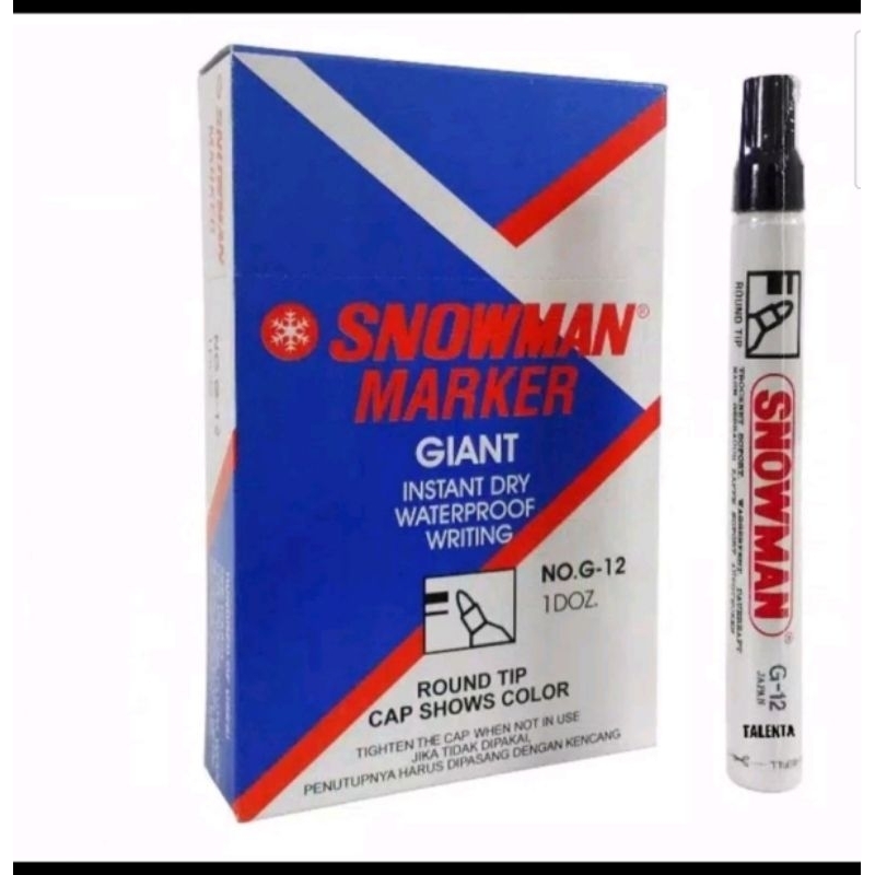 

Spidol Snowman Permanen Marker G12 HITAM ( isi 12 PCS )