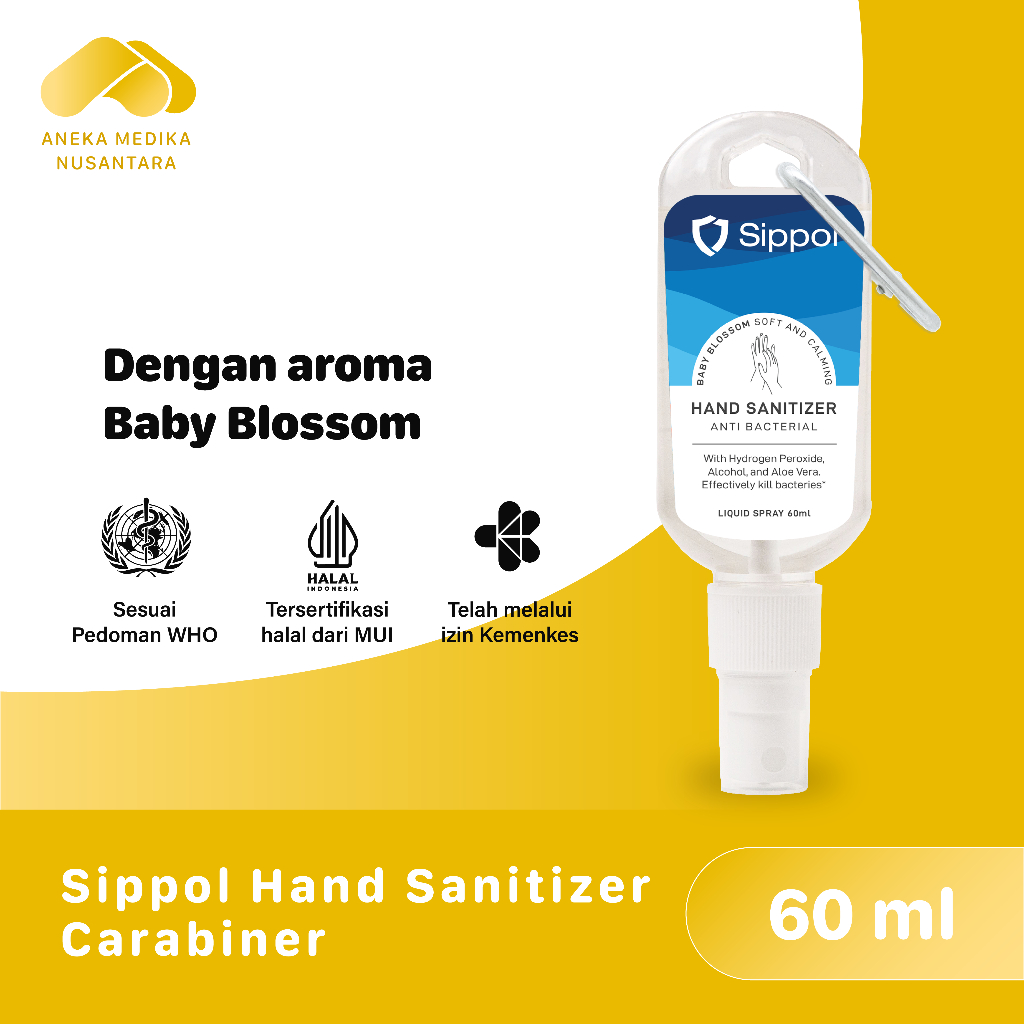 Sippol Hand Sanitizer Carabiner 60 ml [Baby Blossom] / Antiseptik Pembersih Tangan Anti Bakteri Boto