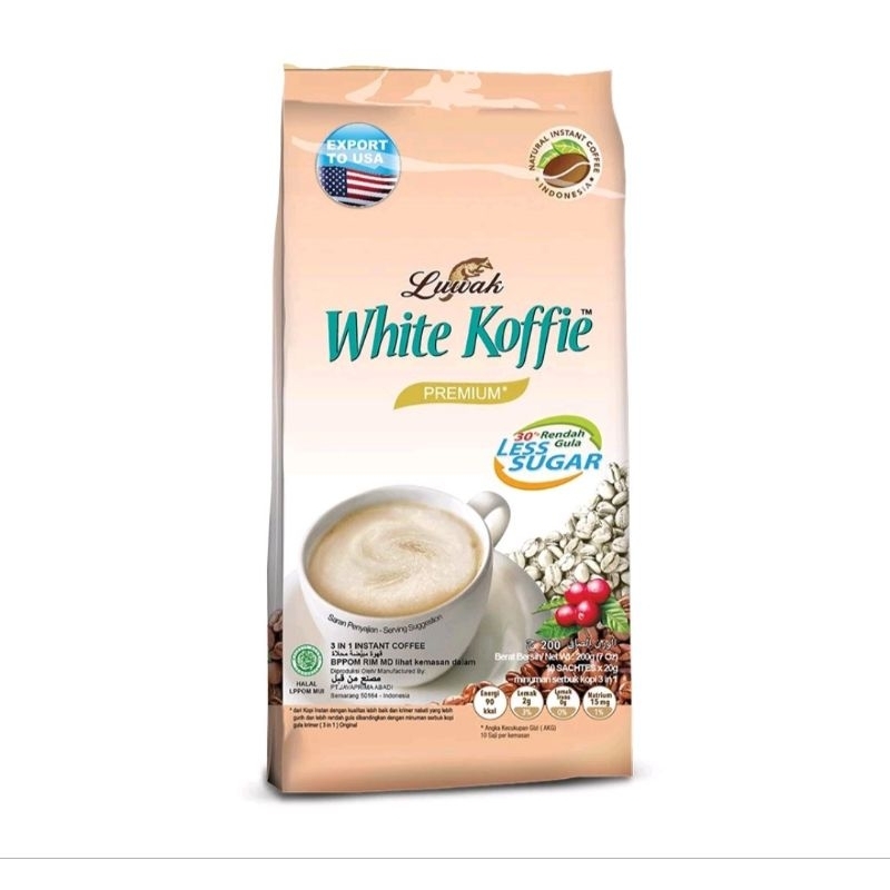 

Luwak White Koffie Premium Less Sugar Bag 10 Sch