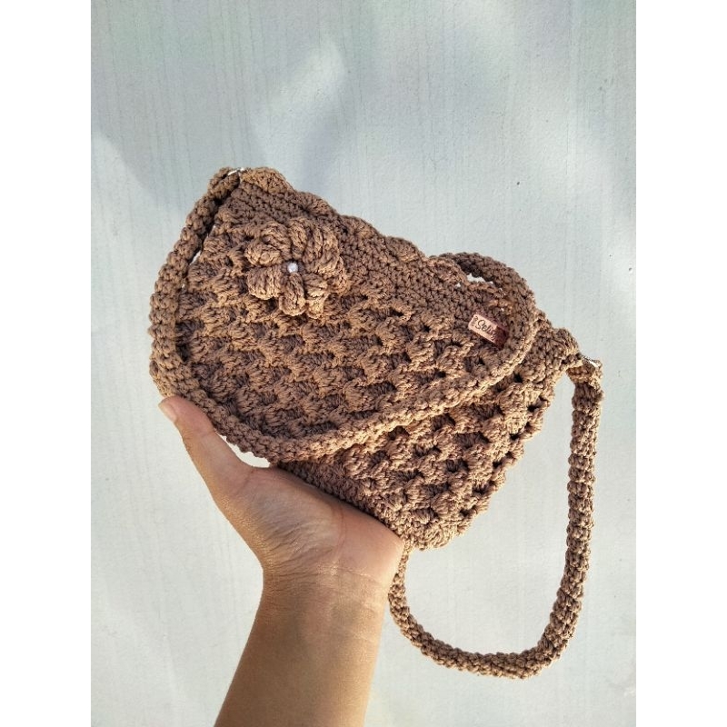 SLINGBAG PRADA // TAS RAJUT MUAT HP // SLINGBAG HP // SLINGBAG COKLAT MUAT HP // TAS KECIL SIMPEL