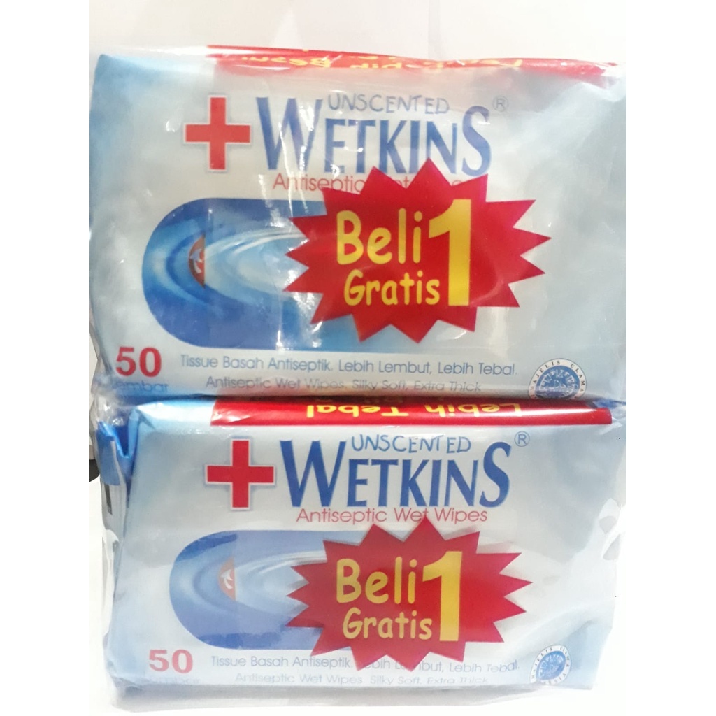 WETKINS TISSUE BASAH ANTISEPTIC 50 SHEET/ BABY BLUE / PINK 50 SHEET / GANTI POPOK 80 SHEET Beli 1 gr