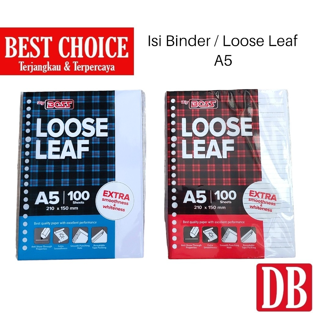 

Isi Kertas Binder / Loose Leaf A5 Big Boss Garis / Plain Isi 100 Lembar