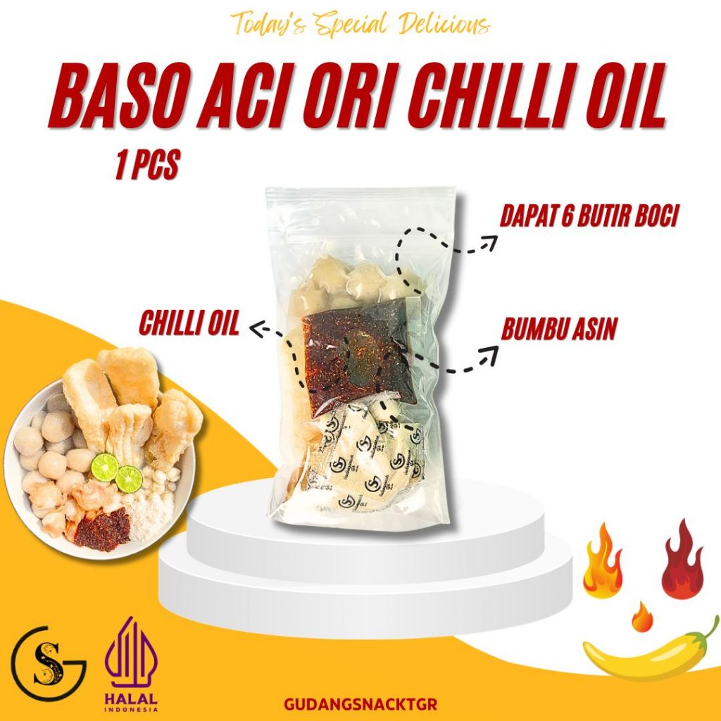 

1 Bungkus Baso Aci Chilli Oil GudangSnack Tgr Hotpot Instan