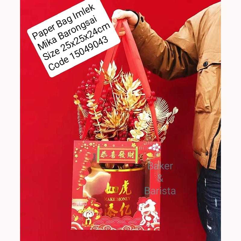 

Paper Bag Imlek Mika Barongsai kantong imlek cny sincia kado goodiebag