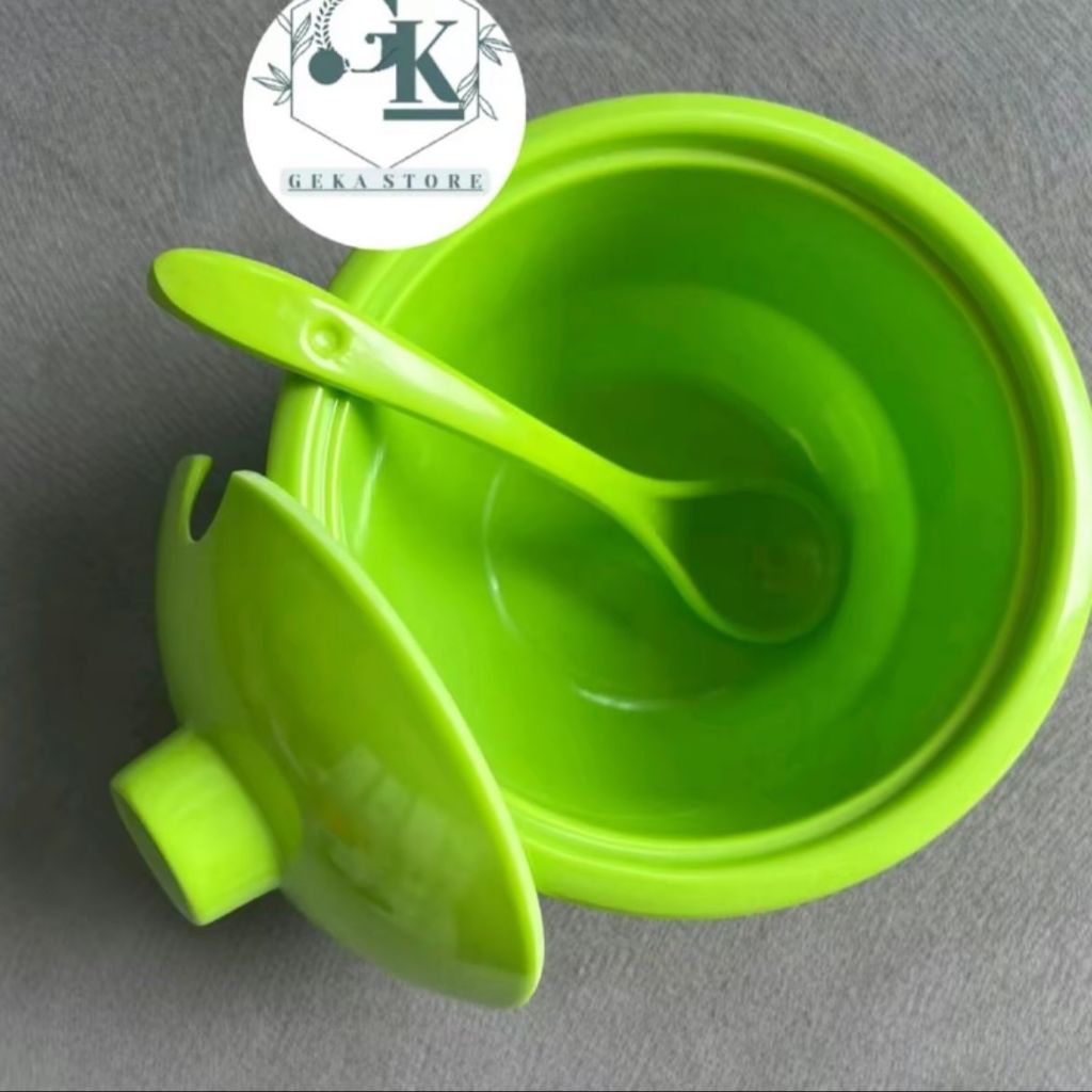 WADAH SAMBEL TUTUP  SET MELAMIN TERLARIS / WADAH + SENDOK MELAMIN ASLI