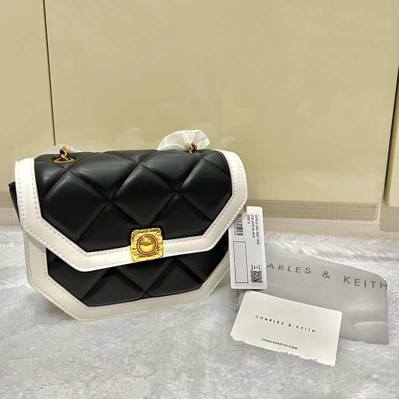 Tas Charles and Keith Avis Two Tone Geometric Shoulder Bag / Tas Charles & Keith New Original / Tas 
