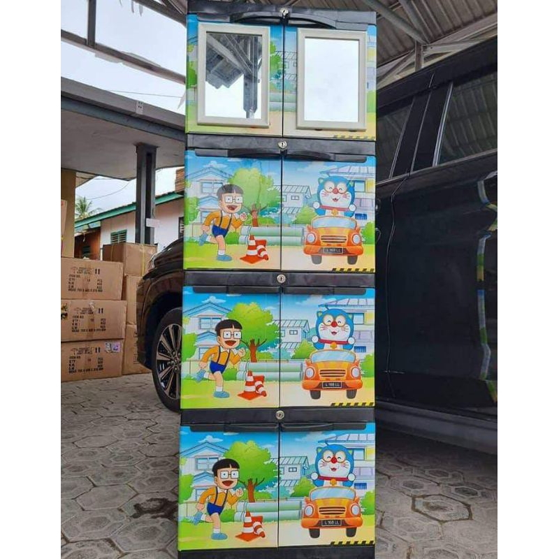 Lemari Plastik /Pakaian Susun 4 Mini Cermin