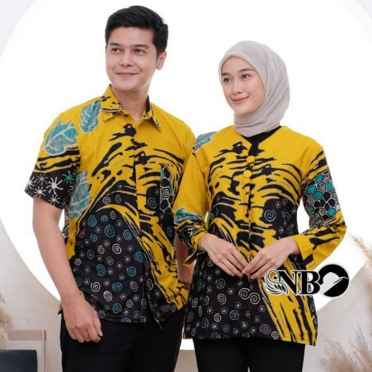 Baju Batik Couple Original Batik Wanita Sarimbit Batik Pasangan Kuning Merah Maroon Keluarga
