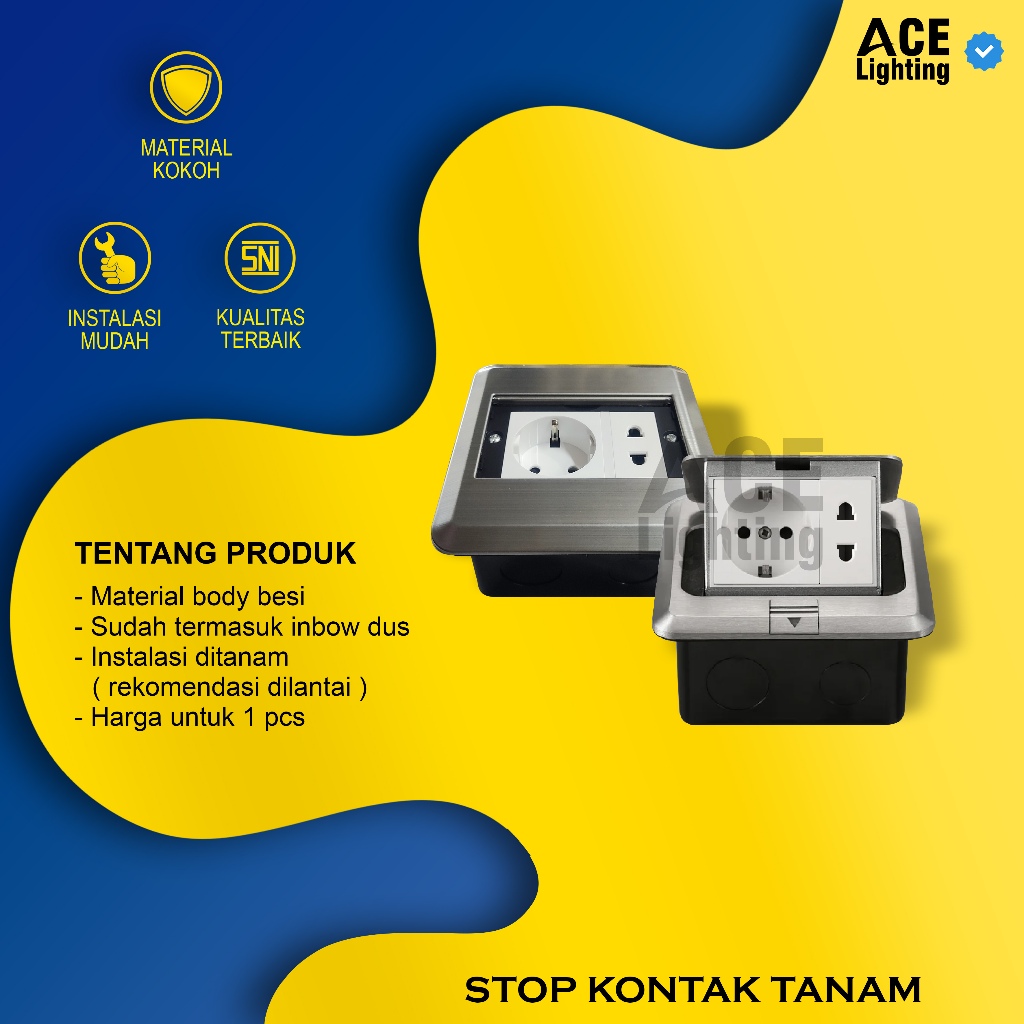Stop Kontak Lantai Meja Tanam 2 Lubang Socket Table Pop Up