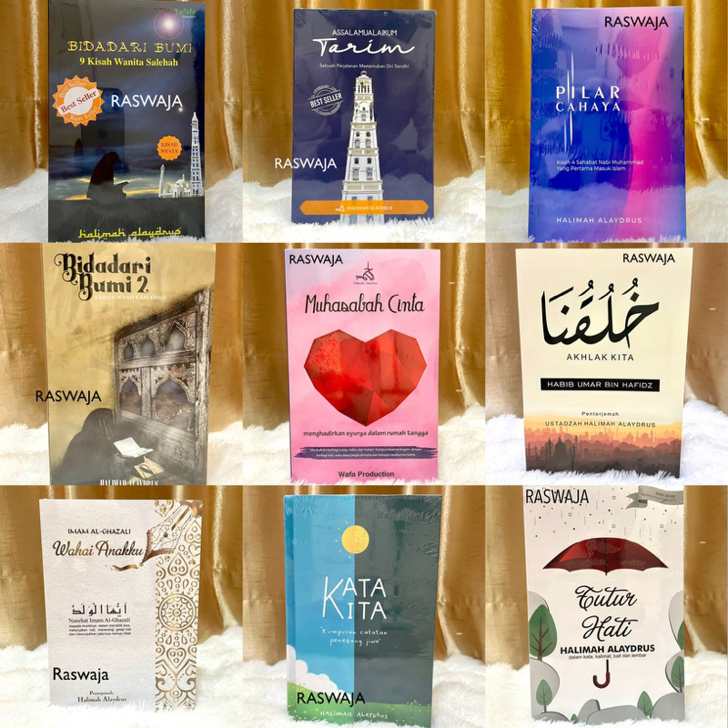 Paket 9 Buku Ustadzah Halimah Alaydrus Lengkap ORI 100% / Bidadari bumi / Pilar Cahaya / Assalamuala