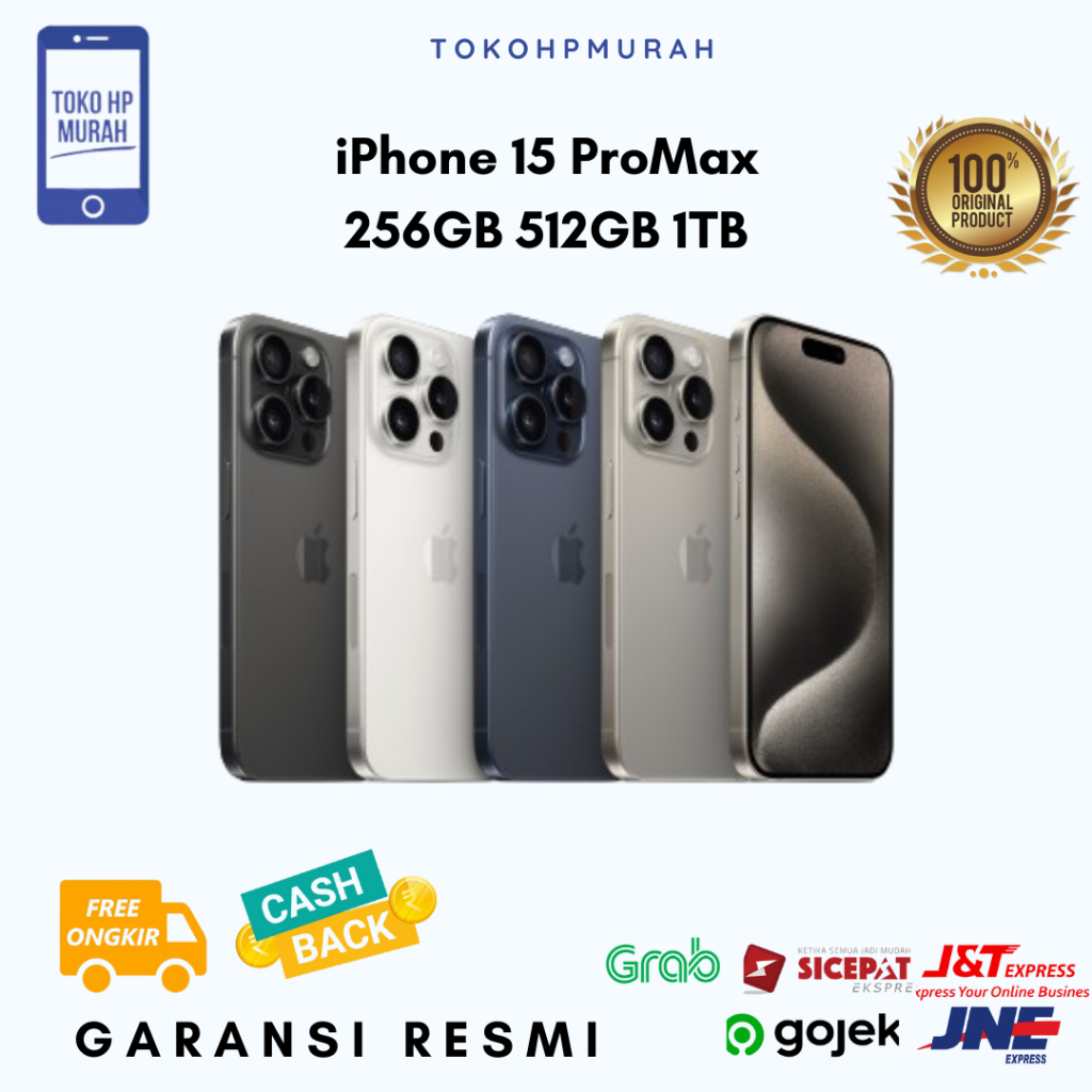 IPHONE 15 Pro Max 256GB 512GB 1TB Natural White Blue Black Titanium Resmi Pro Max