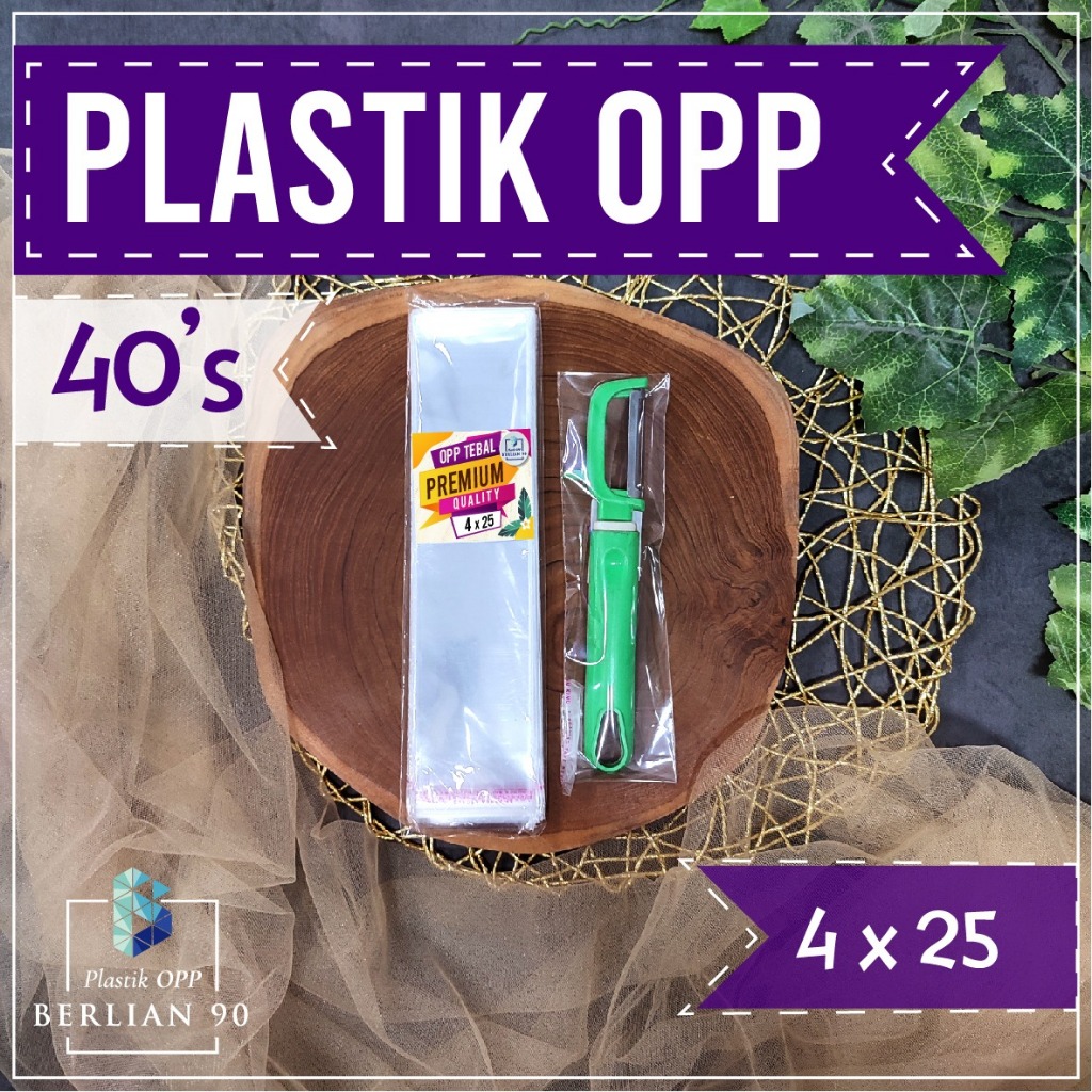 PLASTIK OPP TEBAL Lem Uk 4x25 cm Tebal 40's Micron Premium isi 100 pcs Termurah / Plastik Bening Lem