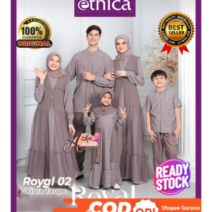 GAMIS Viola Taupe GROSIR READY STOCK SARIMBIT ETHICA 224 ROYAL 2 VIOLA TAUPE  BAJU COUPLE KELUARGA  