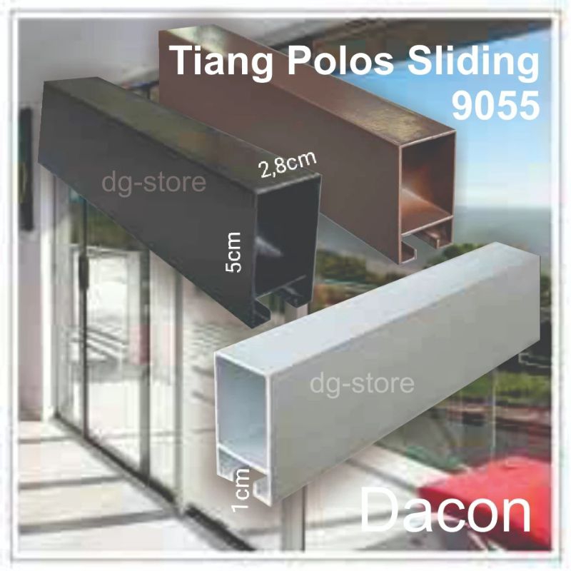 Tiang Polos Sliding Aluminium 9055 / Bahan Pintu Kamar Mandi / Pintu  Geser Aluminium