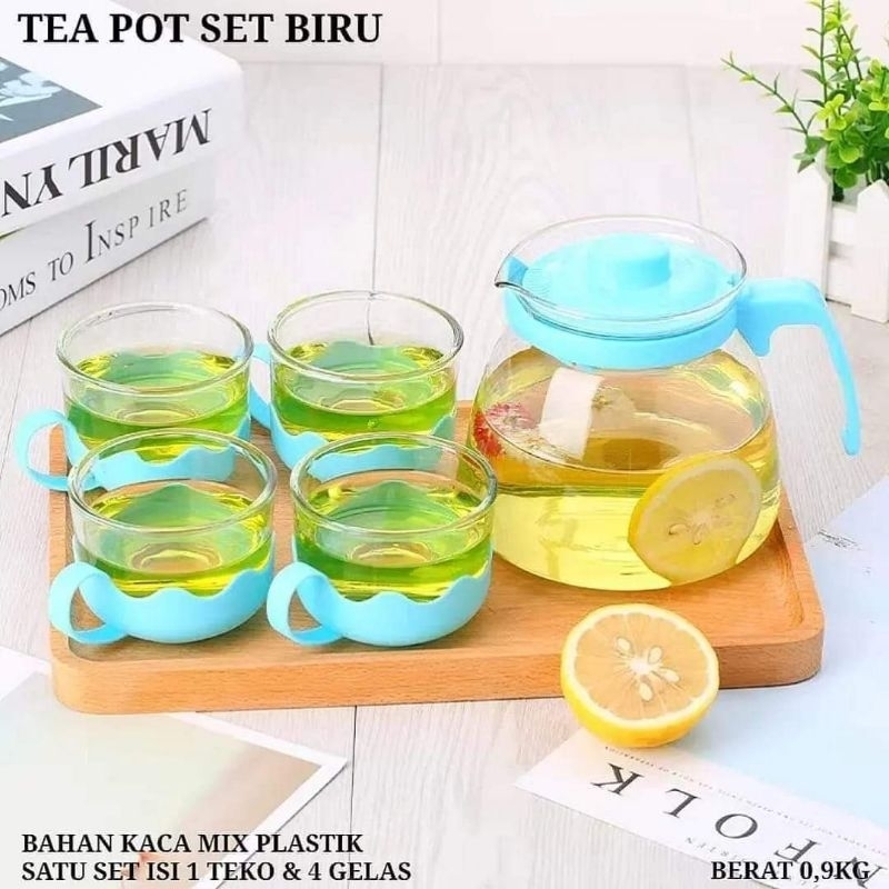 Teko Teh 5in1 Bahan Kaca / Tea pot Kaca Mini