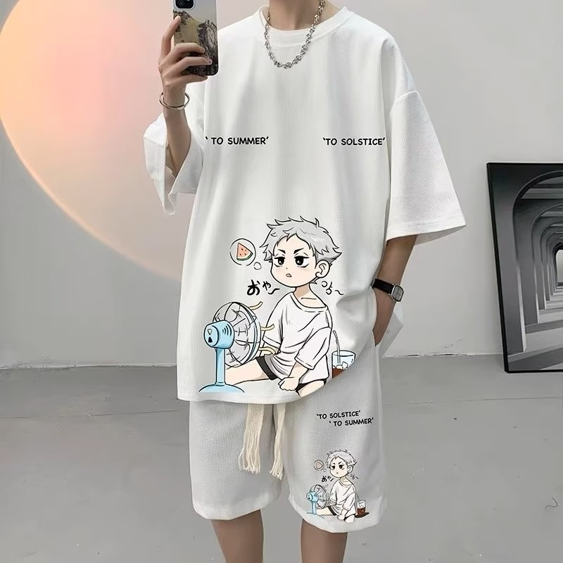 BAJU STELAN, Anime Art INS FASHION ONE SET KAOS+CELANA UTUK PRIA DAN WANITA FASHION SET