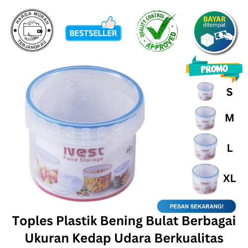 [BISA COD] PROMO Toples Plastik Bening Bulat Berbagai Ukuran Kedap Udara Berkualitas Toples Plastik 