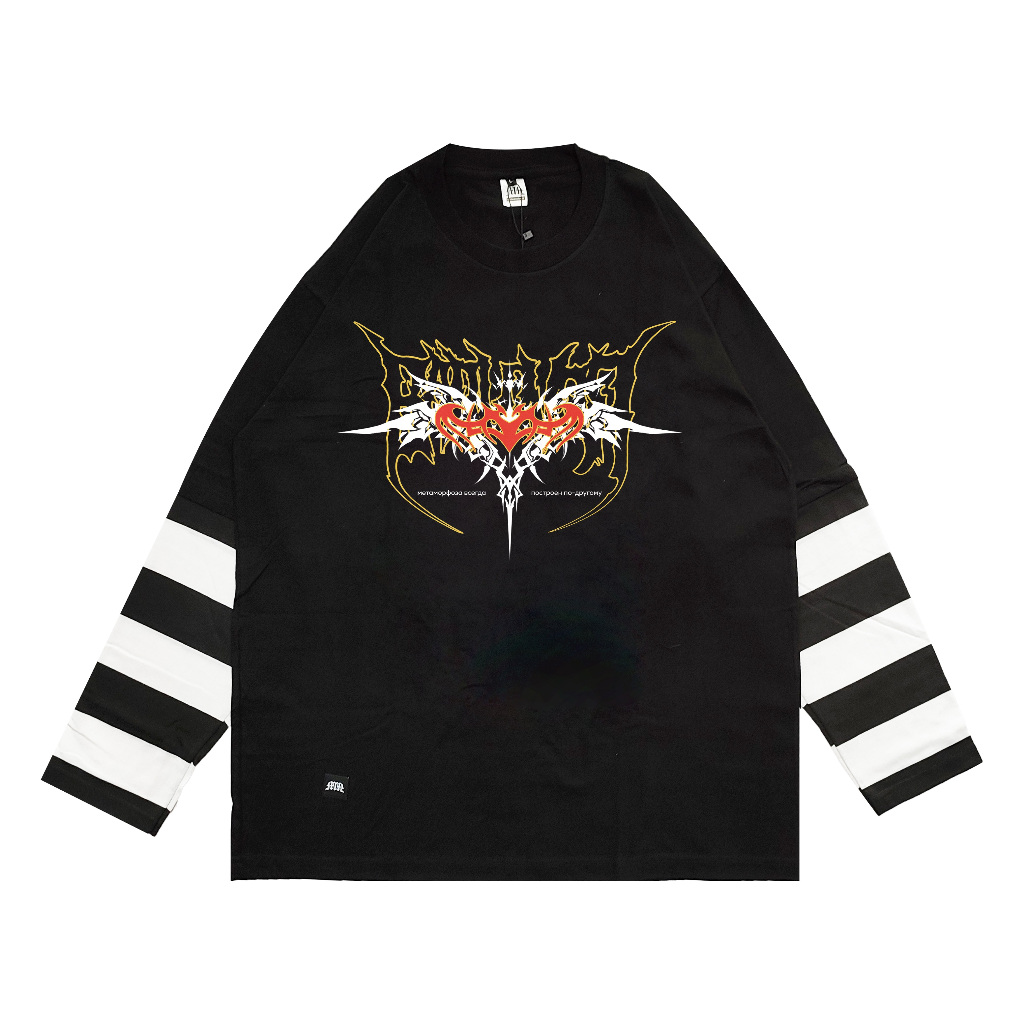 Metamorfosis Clothing - Longsleeve Oversized Tshirt Double Layer Swarm Black Cotton Combed 24s / Str