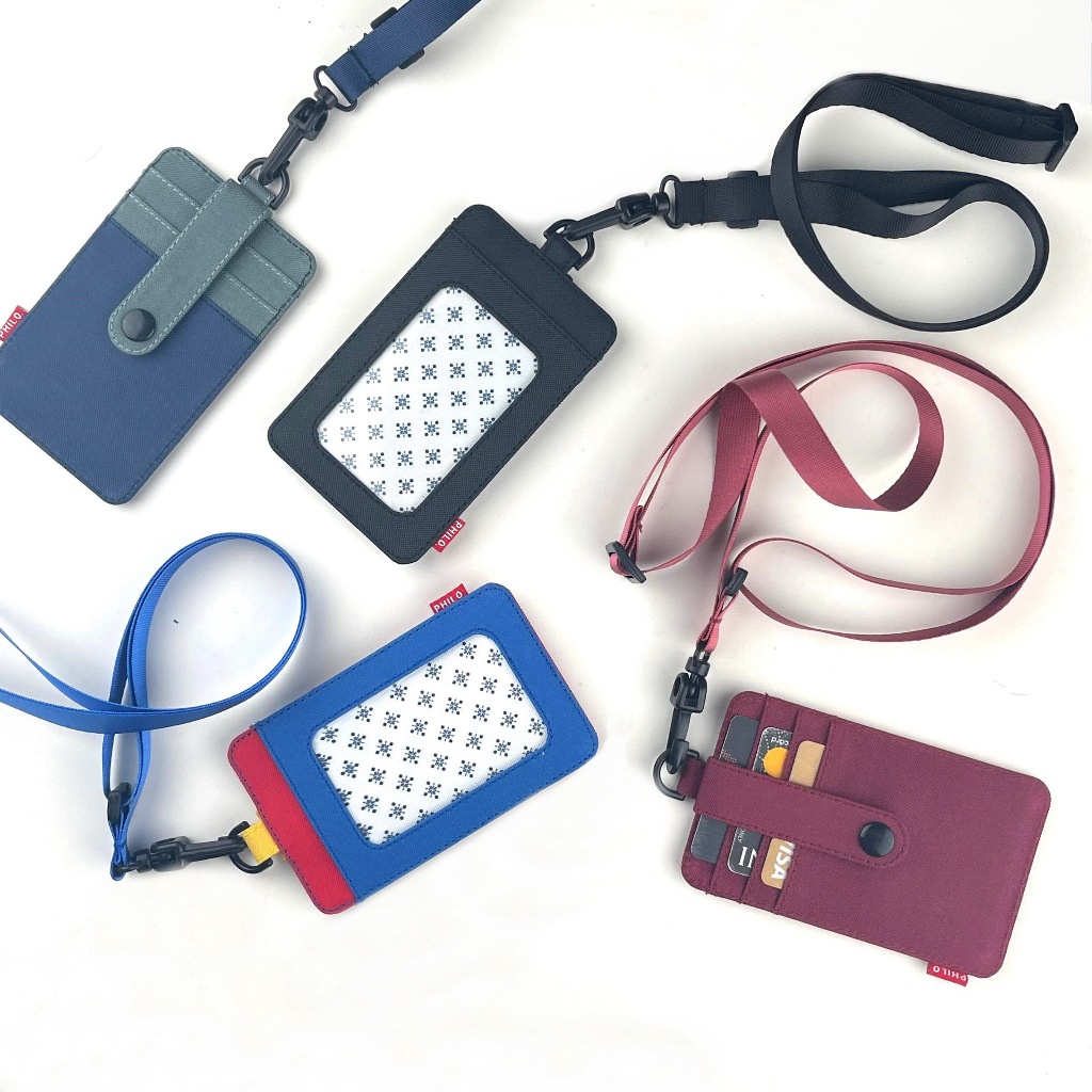 

ID card holder dompet gantung name tag kartu lanyard kain polos philo