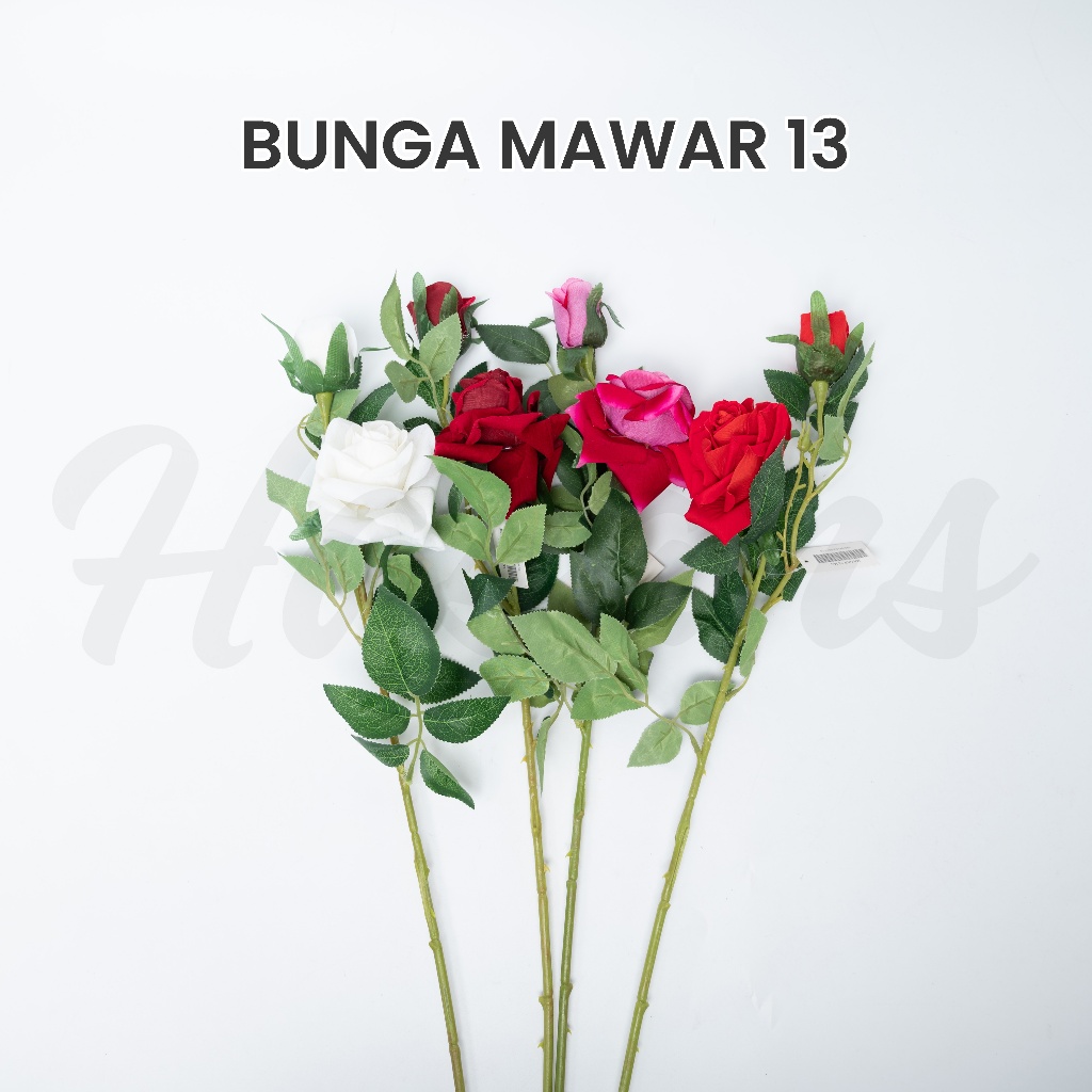 Bunga Mawar Latex Premium / Bunga Mawar Artificial / Bunga Mawar Palsu Plastik / Bunga Mawar 13