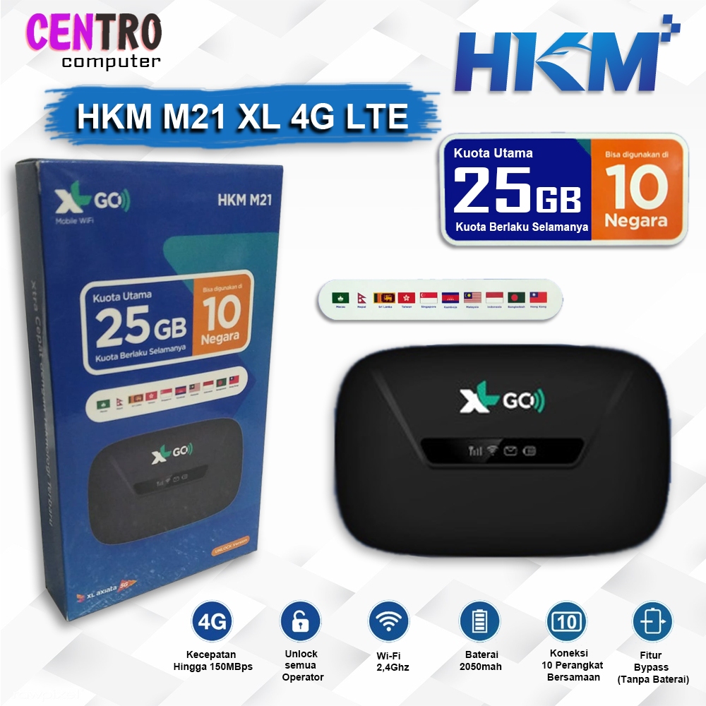Modem Mifi HKM M21 XL 4G LTE  - HKM M21 XL GO IZI 4G LTE BYPASS