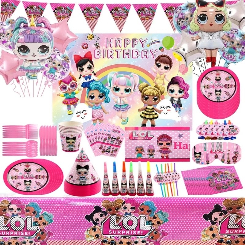 LOL Paket perlengkapan dekorasi pesta ulang tahun LOL birthday decoration perlengkapan ultah anak te