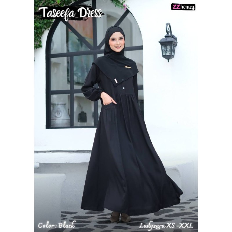 TASEEFA DRESS BY ZZHOMEY || GAMIS DRESS BUSANA MUSLIM WANITA DEWASA REMAJA TERBARU KEKINIAN WARNA BL