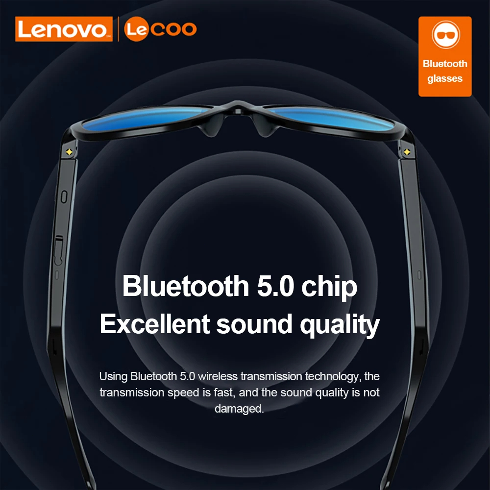 RB9 Lenovo LECOO C8 Smart Wireless BT Glasses Headset HD Sound Quality Touch Buttons Replaceable