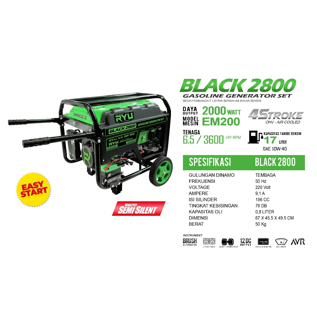 GENSET/GENERATOR SET BLACK2800 - RYU