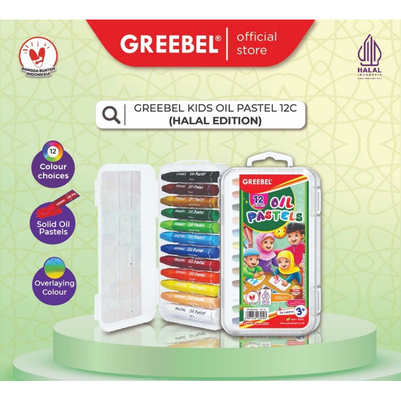 

GREEBEL Crayon Krayon KIDS OIL PASTEL HALAL EDITION/ tidak berdebu & cerah untuk Sekolah Anak & professional non toxic