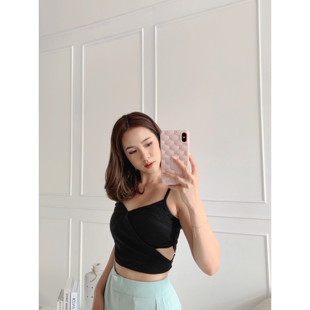 Cross Tank Top Korea Crop Top Rajut Tengtop Krop Tank Top Tali B1490
