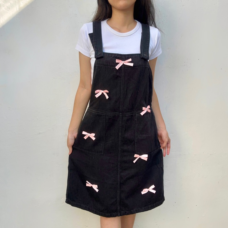 OVERALL DRESS RIBBON COQUETTE JUMPSUIT ROK JEANS DENIM