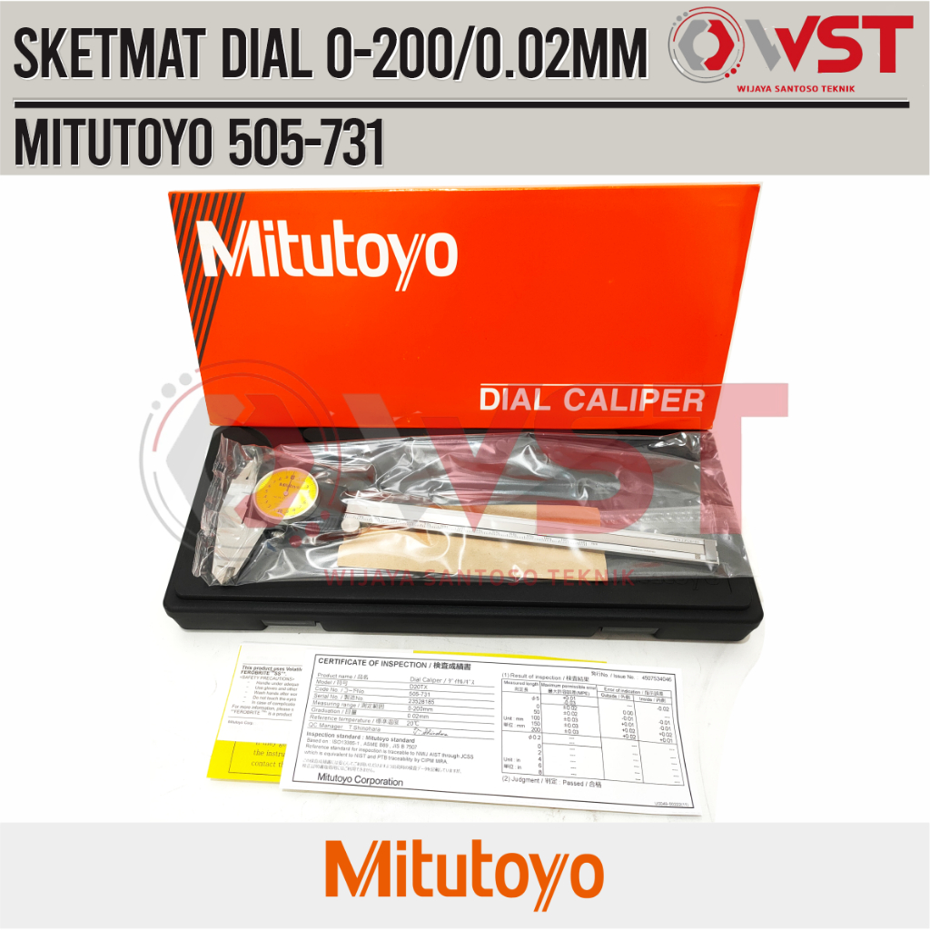 Mitutoyo Sketmat Dial / Dial Caliper/ Sigmat 8" 0.02mm (505-731)