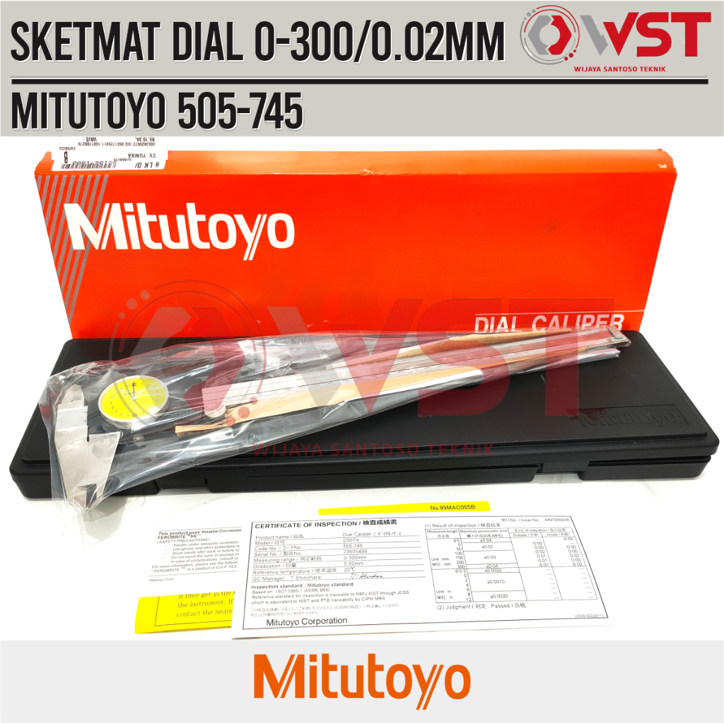 Mitutoyo sketmat dial 0-300mm 0.02mm Tipe 505-745