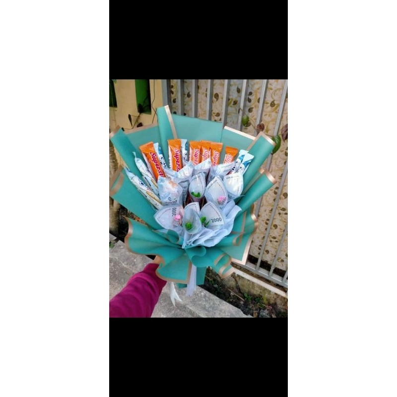 

buket Snack dan uang 50.000