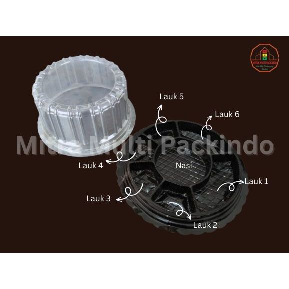 Mika Tumpeng Mini Sekat 7 isi 10 HItam/Ivory Mika CT-20 Sekat Tempat Nasi Tumpeng Mini